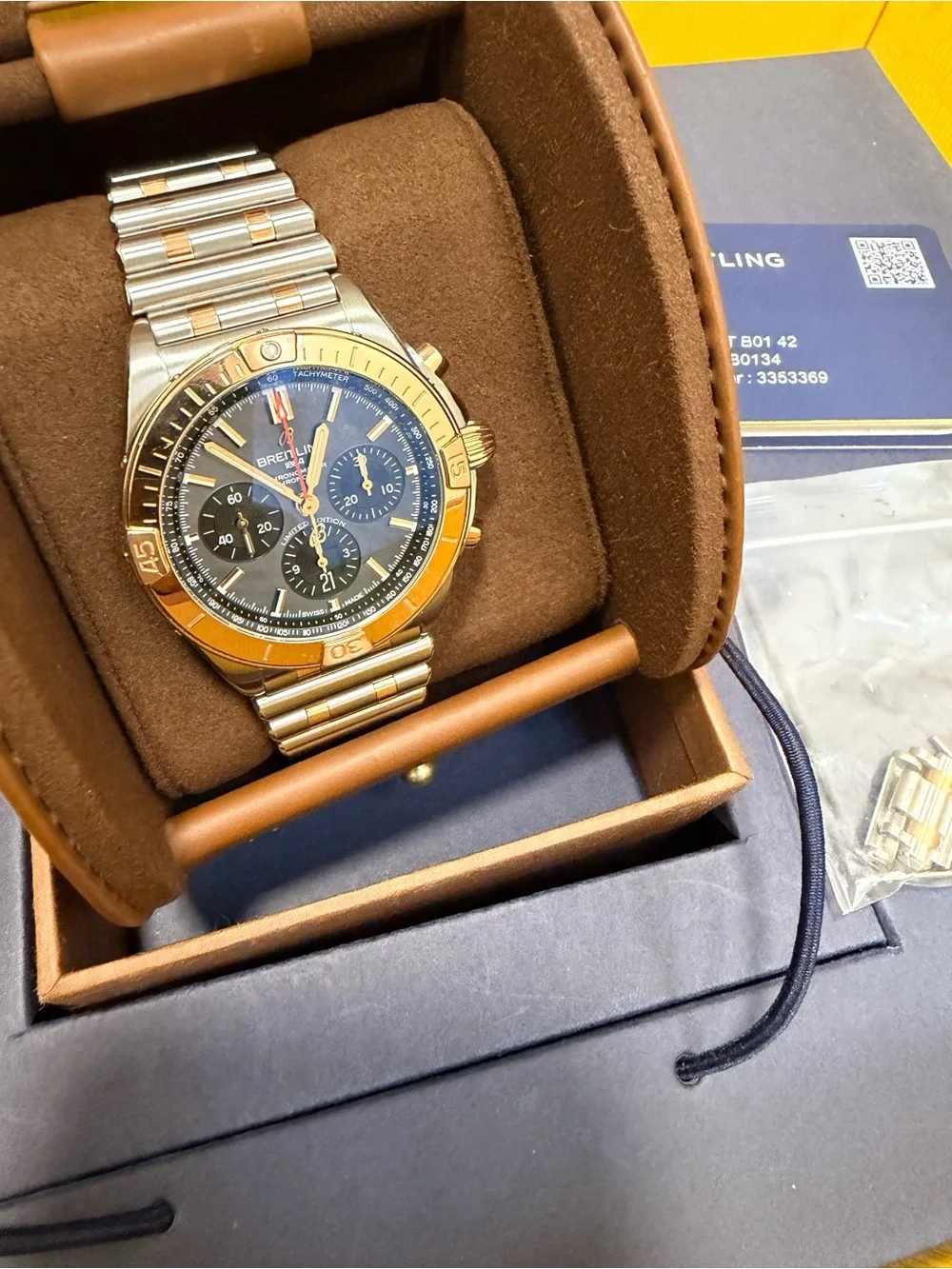 Breitling Two-Tone Mother of Pearl Dial Chronograph with Rose Gold Accents